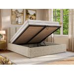 Łóżko tapicerowane SAVINO CLASSIC 180x200 - materac multipocket - beżowy, struktura