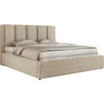 Łóżko tapicerowane SAVINO CLASSIC 200x200 - materac multipocket - beżowy, struktura