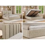 Łóżko tapicerowane SAVINO CLASSIC 200x200 - materac multipocket - beżowy, struktura