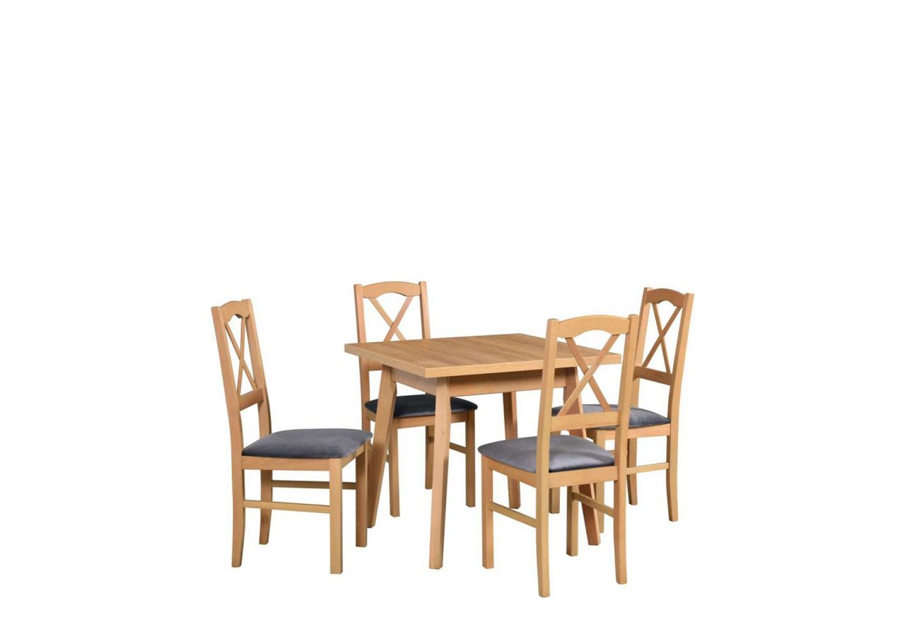 Stylowy i gustowny zestaw mebli do jadalni i kuchni na wysokich nóżkach - stół COMA 1 L + krzesła NUN 11