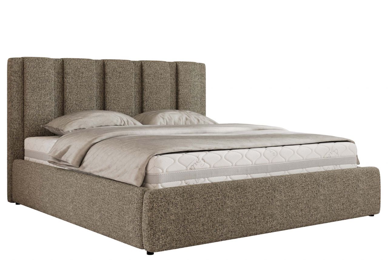 Łóżko tapicerowane SAVINO CLASSIC 200x200 - materac pocket - szary, struktura