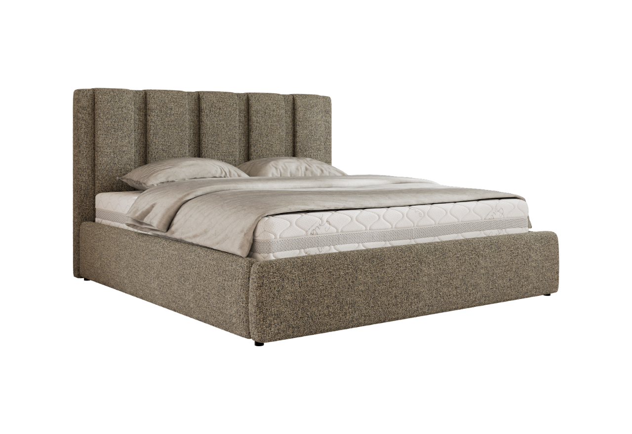 Łóżko tapicerowane SAVINO CLASSIC 160x200 - materac multipocket - szary, struktura