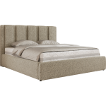 Łóżko tapicerowane SAVINO CLASSIC 200x200 - materac piankowy - ciemnobeżowy, struktura