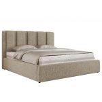 Łóżko tapicerowane SAVINO CLASSIC 200x200 - materac piankowy - ciemnobeżowy, struktura