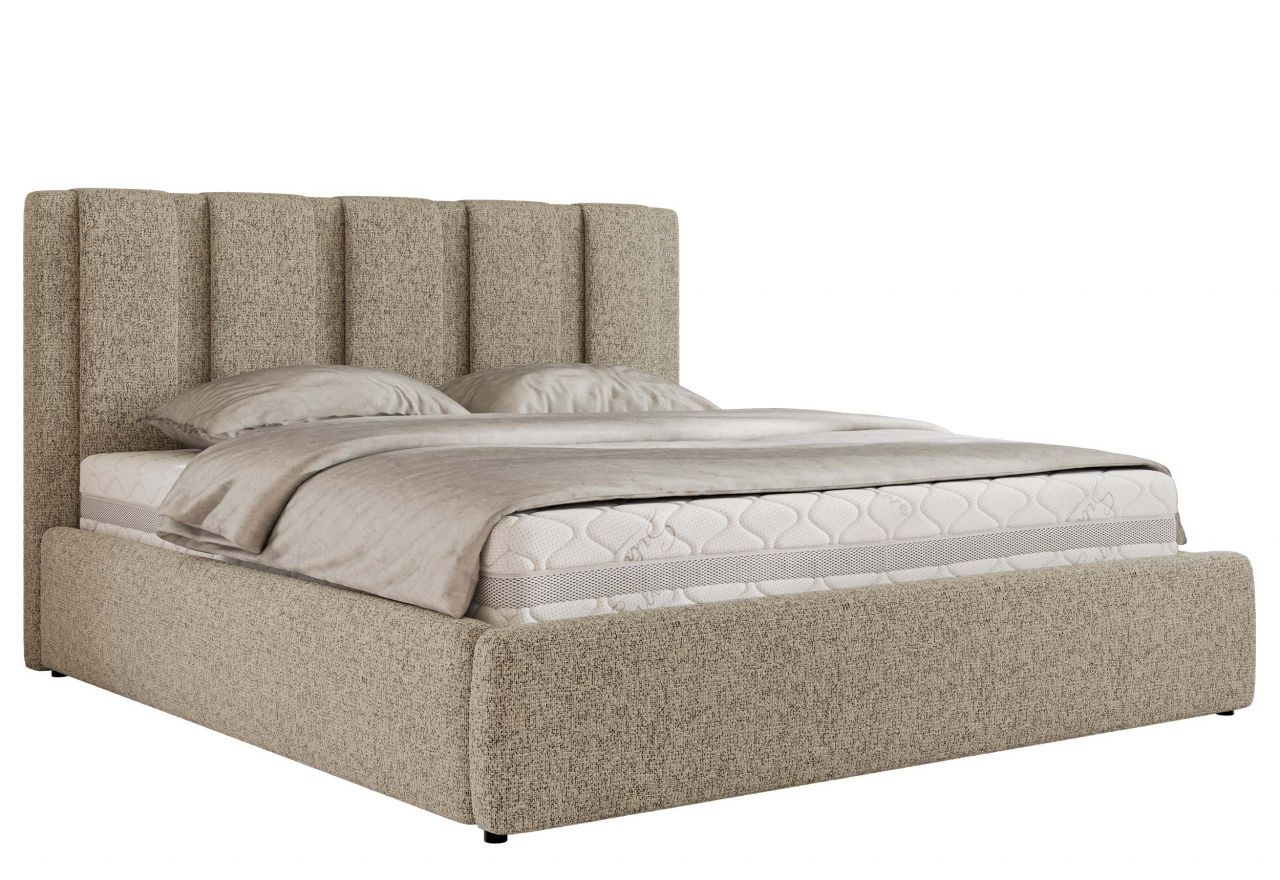 Łóżko tapicerowane SAVINO CLASSIC 200x200 - materac pocket - ciemnobeżowy, struktura