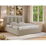 Łóżko tapicerowane SAVINO CLASSIC 140x200 - materac multipocket - ciemnobeżowy, struktura