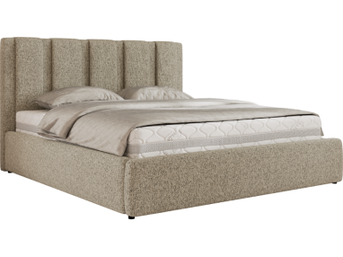 Łóżko tapicerowane SAVINO CLASSIC 140x200 - materac multipocket - ciemnobeżowy, struktura