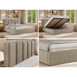 Łóżko tapicerowane SAVINO CLASSIC 180x200 - materac multipocket - ciemnobeżowy, struktura