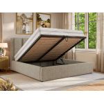 Łóżko tapicerowane SAVINO CLASSIC 200x200 - materac multipocket - ciemnobeżowy, struktura