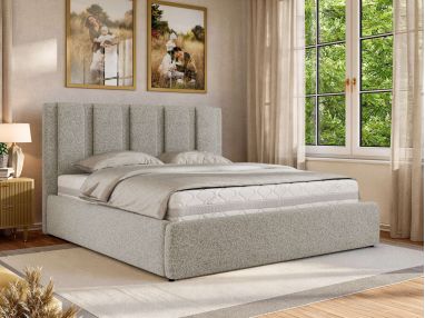 Łóżko tapicerowane SAVINO CLASSIC 180x200 - materac pocket - jasnoszary, struktura
