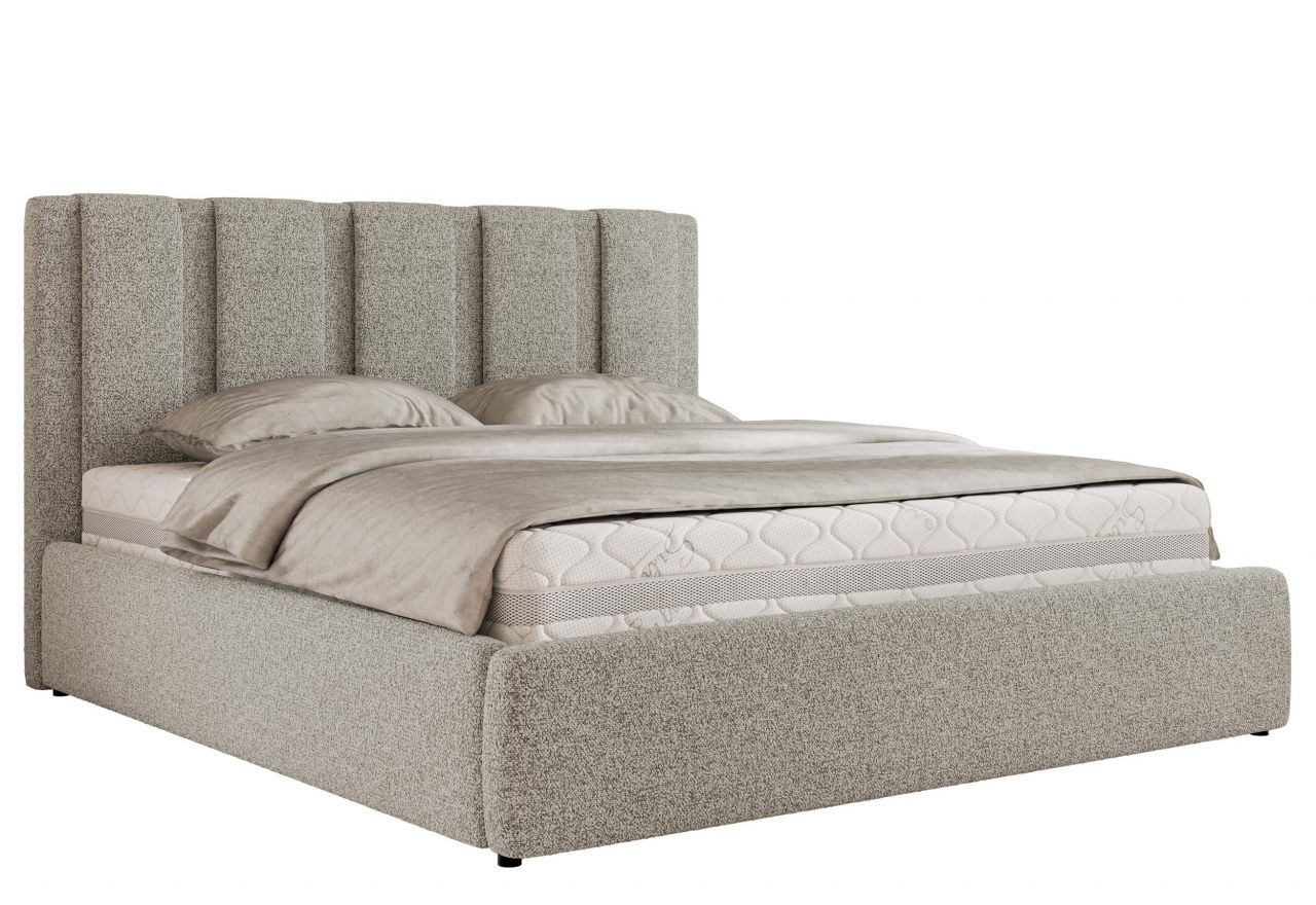 Łóżko tapicerowane SAVINO CLASSIC 180x200 - materac pocket - jasnoszary, struktura