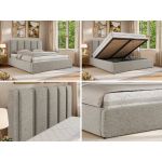 Łóżko tapicerowane SAVINO CLASSIC 200x200 - materac pocket - jasnoszary, struktura