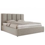 Łóżko tapicerowane SAVINO CLASSIC 200x200 - materac pocket - jasnoszary, struktura