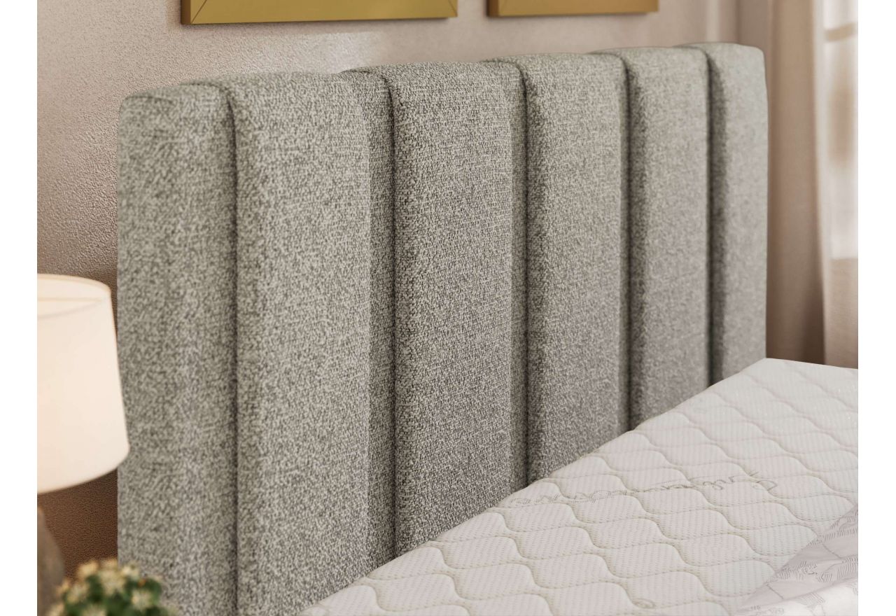 Łóżko tapicerowane SAVINO CLASSIC 160x200 - materac multipocket - jasnoszary, struktura