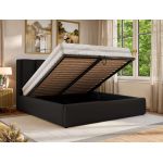 Łóżko tapicerowane SAVINO CLASSIC 140x200 - czarny, ekoskóra