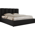 Łóżko tapicerowane SAVINO CLASSIC 160x200 - materac pocket - czarny, ekoskóra