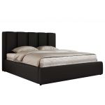 Łóżko tapicerowane SAVINO CLASSIC 180x200 - materac pocket - czarny, ekoskóra