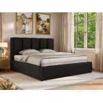 Łóżko tapicerowane SAVINO CLASSIC 140x200 - materac multipocket - czarny, ekoskóra