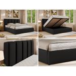 Łóżko tapicerowane SAVINO CLASSIC 180x200 - materac multipocket - czarny, ekoskóra