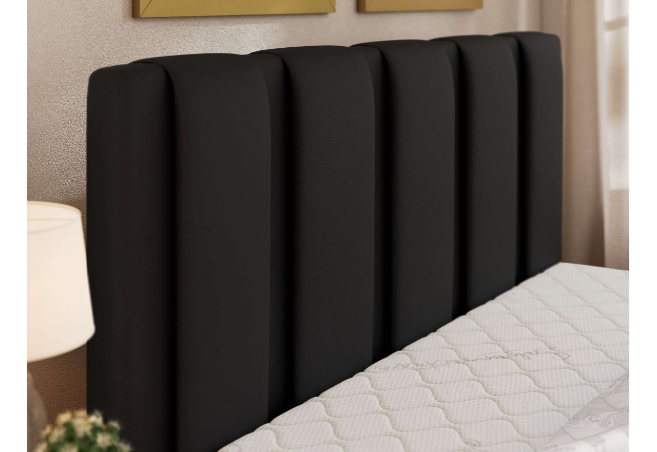Łóżko tapicerowane SAVINO CLASSIC 200x200 - materac multipocket - czarny, ekoskóra