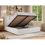 Łóżko tapicerowane SAVINO CLASSIC 160x200 - materac pocket - biały, ekoskóra