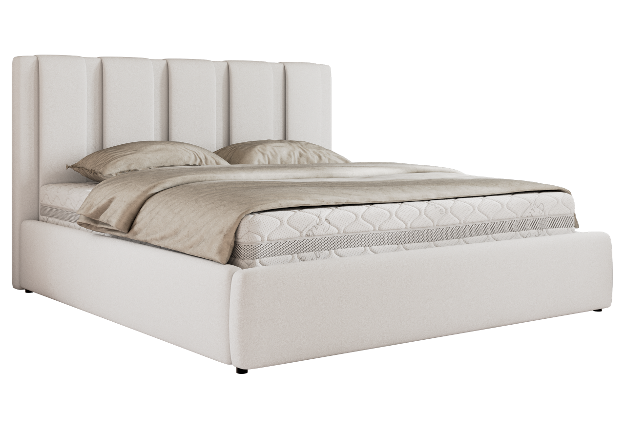 Łóżko tapicerowane SAVINO CLASSIC 180x200 - materac pocket - biały, ekoskóra