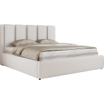 Łóżko tapicerowane SAVINO CLASSIC 180x200 - materac pocket - biały, ekoskóra