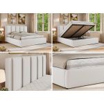 Łóżko tapicerowane SAVINO CLASSIC 180x200 - materac pocket - biały, ekoskóra