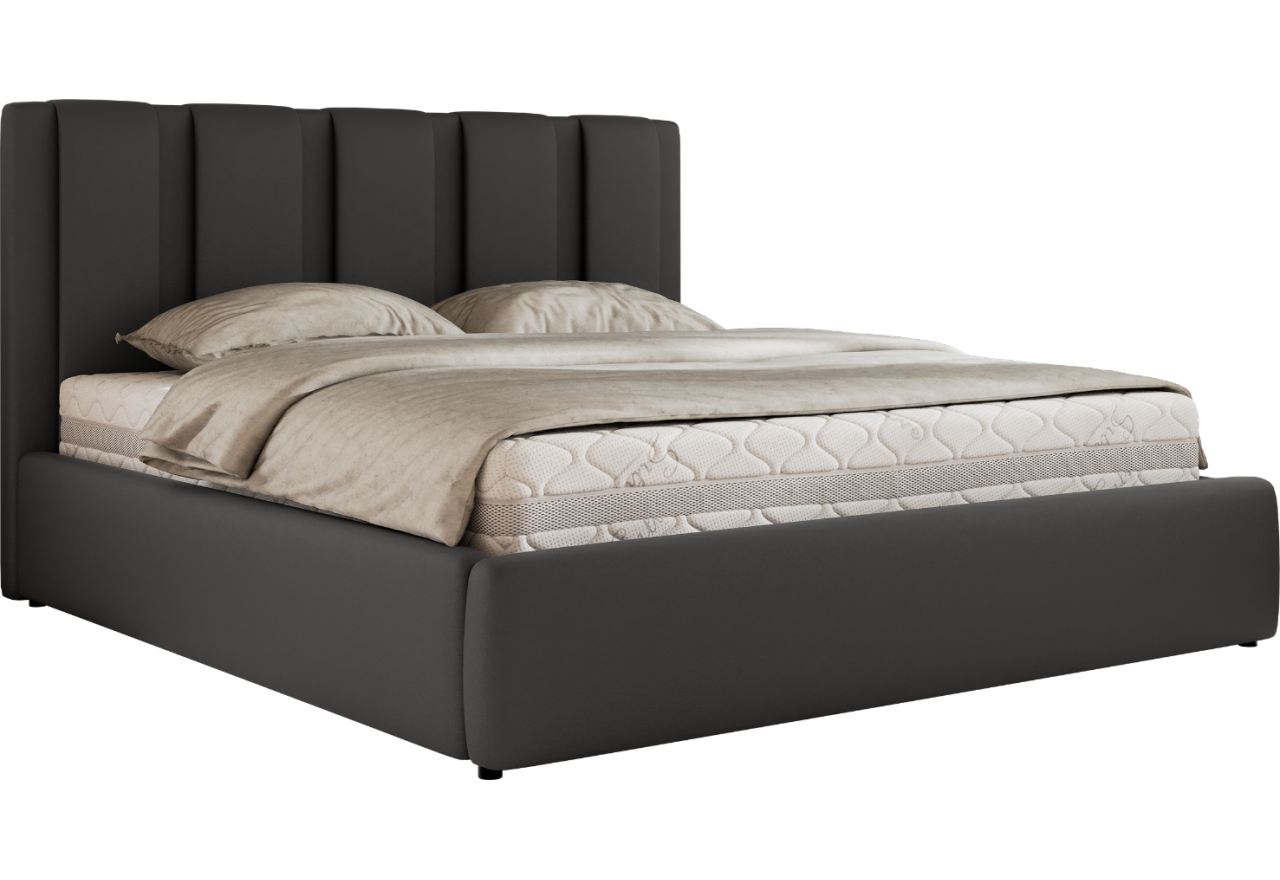 Łóżko tapicerowane SAVINO CLASSIC 140x200 - materac multipocket - szary, ekoskóra