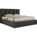 Łóżko tapicerowane SAVINO CLASSIC 180x200 - materac multipocket - szary, ekoskóra