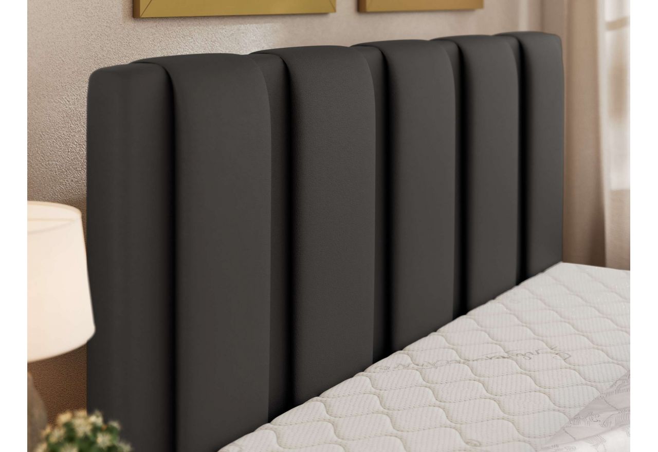 Łóżko tapicerowane SAVINO CLASSIC 180x200 - materac multipocket - szary, ekoskóra