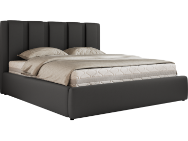 Łóżko tapicerowane SAVINO CLASSIC 200x200 - materac multipocket - szary, ekoskóra