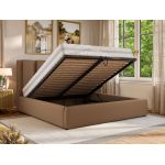 Łóżko tapicerowane SAVINO CLASSIC 140x200 - brązowy, ekoskóra