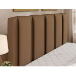 Łóżko tapicerowane SAVINO CLASSIC 140x200 - materac pocket - brązowy, ekoskóra