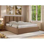 Łóżko tapicerowane SAVINO CLASSIC 180x200 - materac multipocket - brązowy, ekoskóra