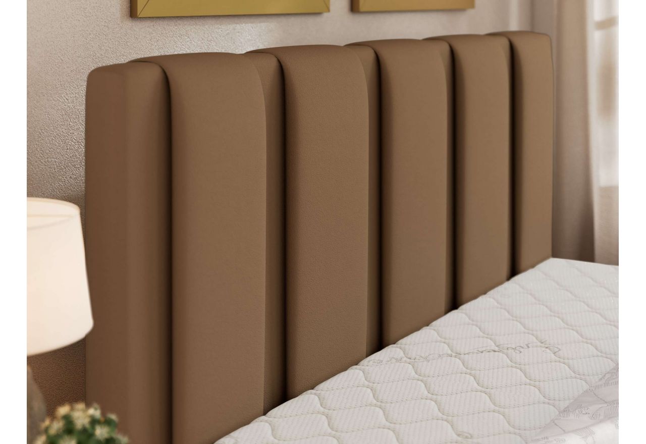 Łóżko tapicerowane SAVINO CLASSIC 180x200 - materac multipocket - brązowy, ekoskóra