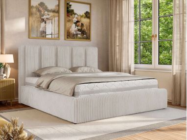 Łóżko tapicerowane SAVINO CLASSIC 160x200 - beżowy, sztruks