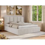 Łóżko tapicerowane SAVINO CLASSIC 180x200 - materac pocket - beżowy, sztruks