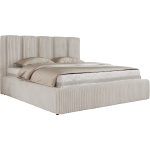 Łóżko tapicerowane SAVINO CLASSIC 180x200 - materac pocket - beżowy, sztruks