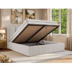 Łóżko tapicerowane SAVINO CLASSIC 160x200 - materac multipocket - beżowy, sztruks