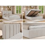 Łóżko tapicerowane SAVINO CLASSIC 180x200 - materac multipocket - beżowy, sztruks