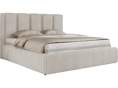 Łóżko tapicerowane SAVINO CLASSIC 200x200 - materac multipocket - beżowy, sztruks