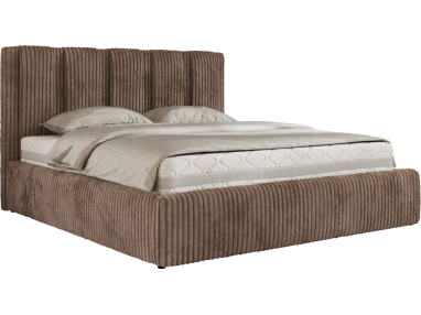 Łóżko tapicerowane SAVINO CLASSIC 200x200 - materac piankowy - brązowy, sztruks