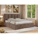 Łóżko tapicerowane SAVINO CLASSIC 160x200 - materac pocket - brązowy, sztruks