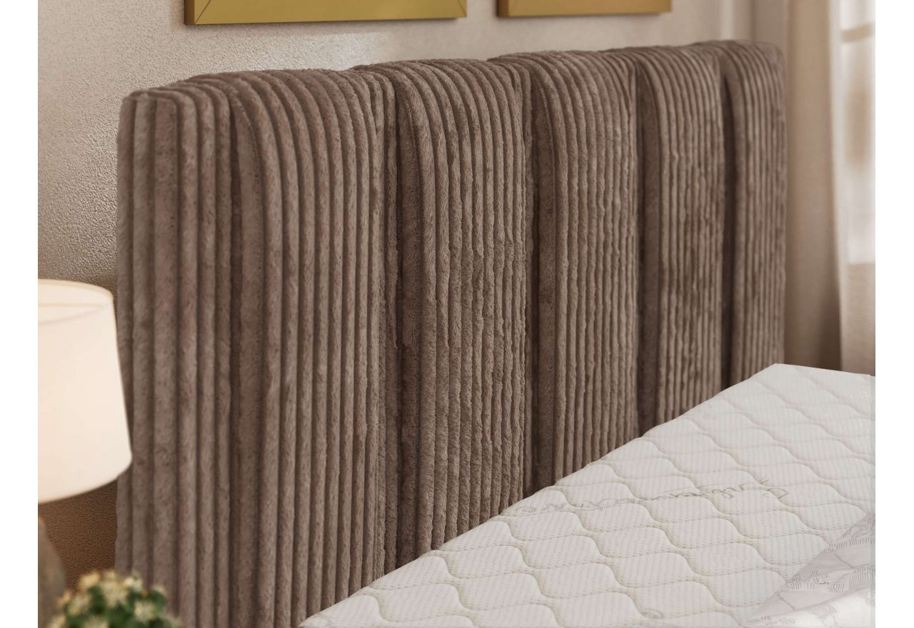 Łóżko tapicerowane SAVINO CLASSIC 160x200 - materac pocket - brązowy, sztruks