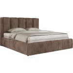 Łóżko tapicerowane SAVINO CLASSIC 160x200 - materac multipocket - brązowy, sztruks