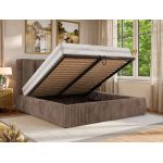 Łóżko tapicerowane SAVINO CLASSIC 200x200 - materac multipocket - brązowy, sztruks