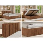 Łóżko tapicerowane SAVINO CLASSIC 200x200 - materac piankowy - pomarańczowy, sztruks