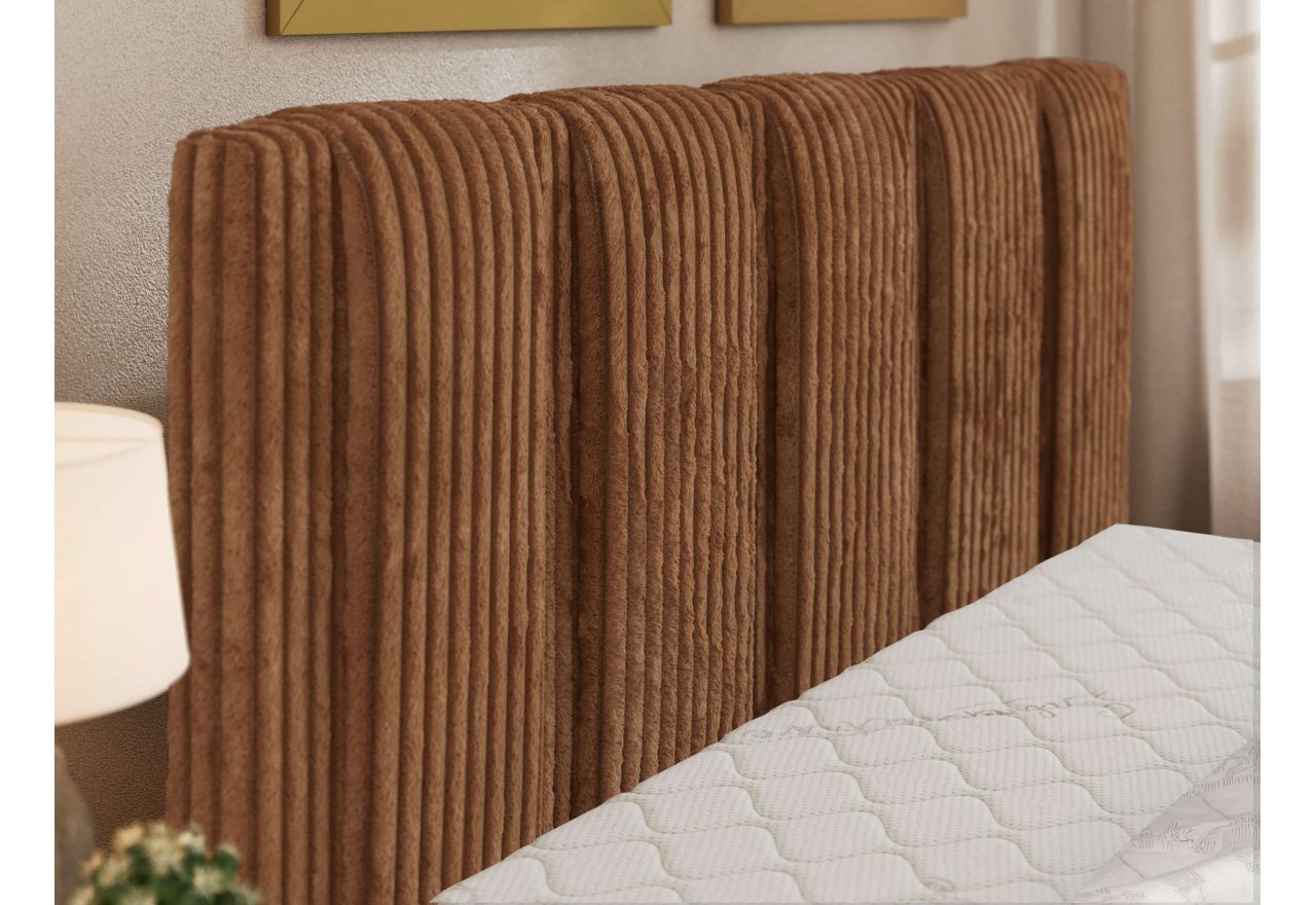 Łóżko tapicerowane SAVINO CLASSIC 180x200 - materac pocket - pomarańczowy, sztruks