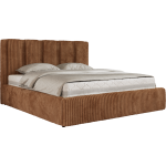 Łóżko tapicerowane SAVINO CLASSIC 200x200 - materac pocket - pomarańczowy, sztruks